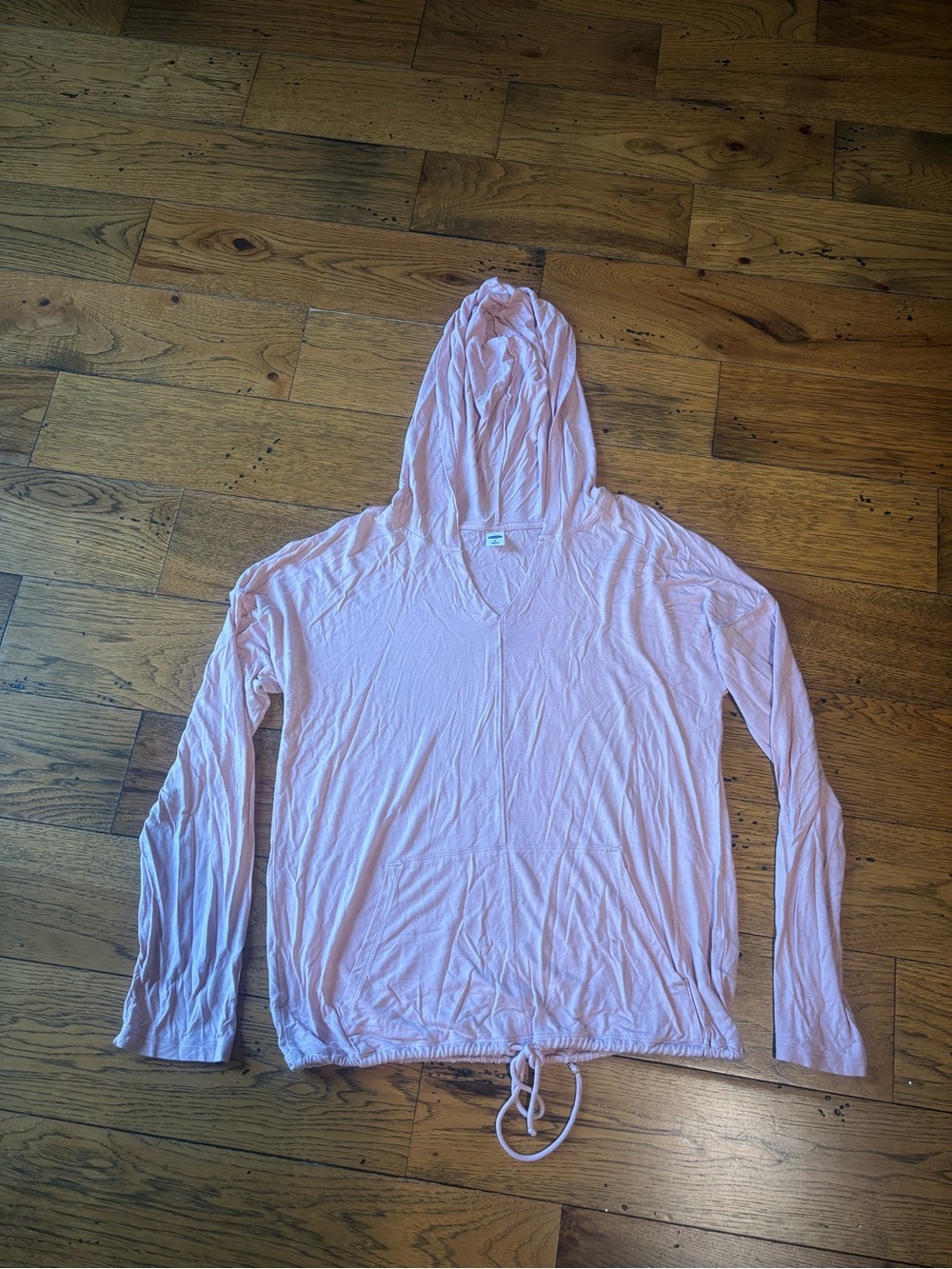 Old Navy Light Pink Hooded Long Sleeve Women’s Top with Tie Detail Size M
